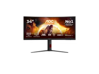 AOC Gaming CU34G4Z - LED-skjerm - gaming kurvet - 34" - 3440 x 1440 WQHD @ 240 Hz - Fast VA - 450 cd/m² - 2500:1 - DisplayHDR 400 - 0.5 ms - 2xHDMI, DisplayPort - svart, rød