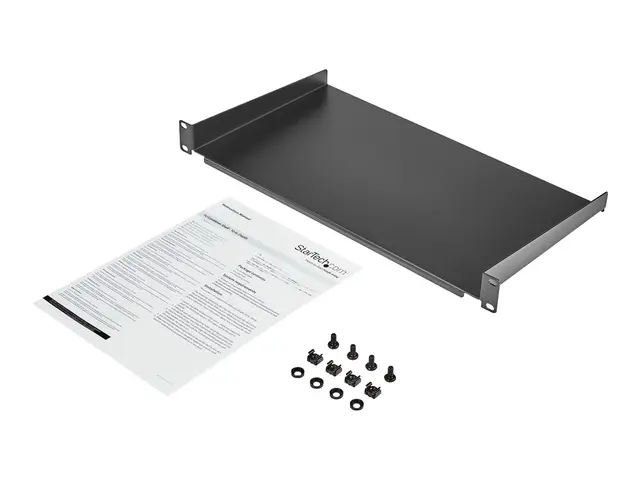 Startech 1U Fixed Server Rack Mount Shelf, 10in Deep Steel Univers...