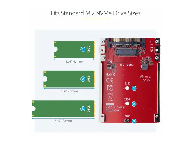 StarTech.com M.2 to U.3 Adapter, For NVMe SSDs, PCIe Drive 2.5inch...