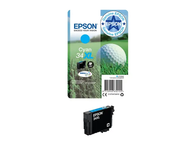 Epson 34XL - 10.8 ml - XL - cyan - original - blære med RF/lyd-ala...