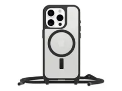 OtterBox React Series - Baksidedeksel for mobiltelefon halskjede - MagSafe-samsvar - svart krystall (klar/svart) - for Apple iPhone 16 Pro