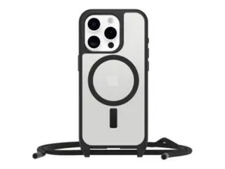 OtterBox React Series - Baksidedeksel for mobiltelefon halskjede - MagSafe-samsvar - svart krystall (klar/svart) - for Apple iPhone 16 Pro