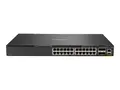 HPE Aruba 6300M - Switch - L3 - Styrt - 24 x 10/100/1000 + 4 x 1 Gigabit / 10 Gigabit / 25 Gigabit / 50 Gigabit SFP56 (opplink / stabling) front og side til bakside - rackmonterbar