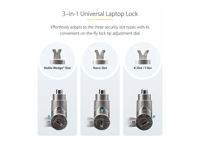 Startech 25-Pack Universal Laptop Lock 6.6ft (2m), Master Keyed Lo...