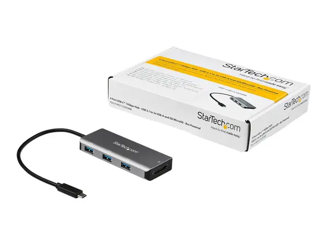 StarTech.com 3 Port 10Gbps USB C Hub with SD Card Reader, 3x USB-A...