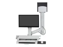 Ergotron SV Combo System with Worksurface &amp; Pan, Medium CPU Holder monteringssett Lift and Pivot - for LCD-skjerm / tastatur / mus / strekkodeskanner / CPU - hvit
