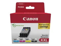 Canon CLI-581XXL BK/C/M/Y Multi Pack 4-pack - 11.7 ml - XXL-størrelse - svart, gul, cyan, magenta - original - hengeboks - blekkbeholder - for PIXMA TS6251, TS6350, TS6351, TS705, TS8252, TS8350, TS8351, TS8352, TS9550, TS9551