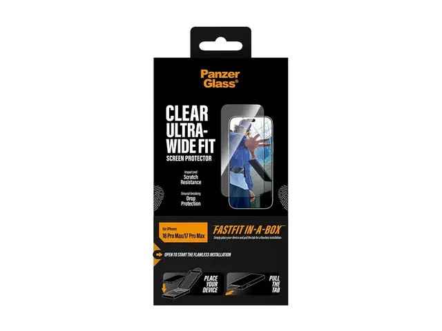 PanzerGlass® Screen Protector iPhone 2026 Pro Max | 17 Pro Max | Ultra-Wide Fit w. FASTFIT IN-A-BOX 