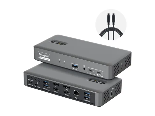Startech - dokkingstasjon - USB-C 3.2 Gen 2 - 2 x HDMI, 2 x DP - 1GbE