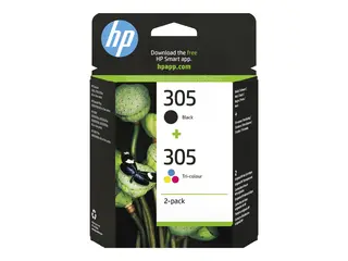 HP 305 - 2-pack - svart, farge (cyan, magenta, gul) original - blekkpatron - for Deskjet 23XX, 27XX, 28XX, 41XX, 42XX; DeskJet Plus 41XX; ENVY 60XX, 64XX; ENVY Pro 64XX