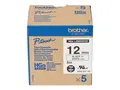 Brother HGE-231V5 - Svart p&#229; hvitt - Rull (1,2 cm x 8 m) 5 kassett(er) laminert teip for P-Touch PT-9500pc, PT-9700PC, PT-9800PCN; P-Touch R RL-700S