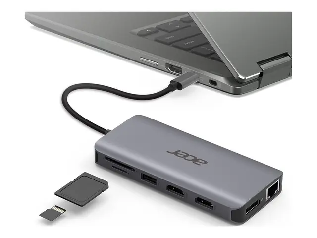 Acer 12-In-1 Type-C Adapter - dokkingstasjon USB-C 2 x HDMI, DP 1GbE