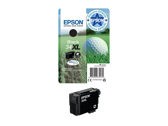 Epson 34XL - 16.3 ml - XL - svart - original - blære med RF/lyd-al...