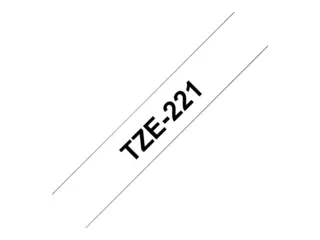 Brother TZe-221 - Selv-adhesiv svart p&#229; hvitt - Rull (0,9 cm x 8 m) 1 kassett(er) laminert teip - for Brother PT-D210, D600, H110, P750, P950; P-Touch PT-E310, E550; P-Touch Cube PT-P300, P910
