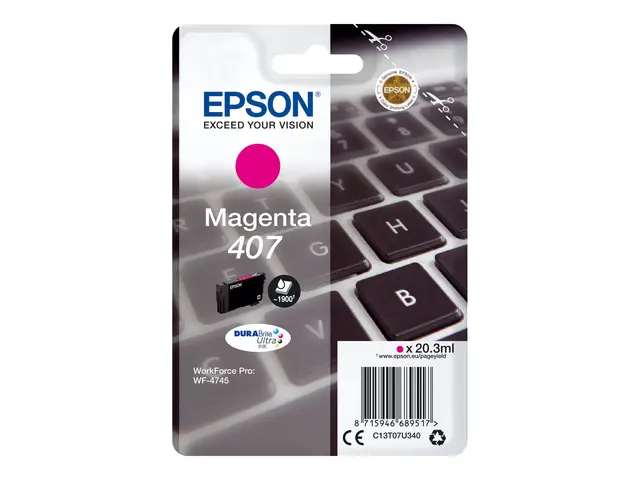 Epson 407 - 20.3 ml L-størrelse magenta original blekkpatron for W...