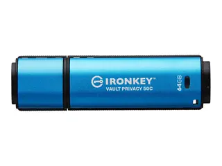 Kingston IronKey Vault Privacy 50C - USB-flashstasjon kryptert - 64 GB - USB-C 3.2 Gen 1 - TAA-samsvar