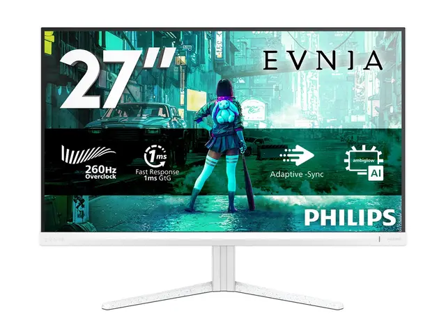 Philips Evnia 3000 27M2N3201PL - LED-skjerm gaming - 27" - 1920 x 1080 Full HD (1080p) @ 240 Hz - Fast IPS - 300 cd/m² - 1000:1 - HDR10 - 0.3 ms - HDMI, DisplayPort - hvit 
