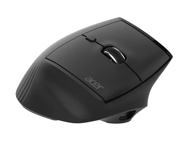 Acer Smart Fit - Mus - ergonomisk - vertikal laser - 10 knapper - trådløs - 2.4 GHz, Bluetooth 5.0 - USB trådløs mottaker - svart 