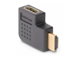 Startech Right Angle HDMI 2.0 Adapter, 90-Degree HDMI Port Saver, M/F High Speed - HDMI-adapter - HDMI hann til HDMI hunn høyrevinklet - svart - passiv, toretnings, 4K 60Hz støtte
