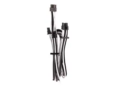 CORSAIR Premium individually sleeved (Type 4, Generation 4) Strømkabel - 8-pins PCIe-strøm (hunn) låst til 8-pins PCIe-strøm (6+2) (hunn) låst - 65 cm - svart, hvit (en pakke 2)