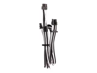 CORSAIR Premium individually sleeved (Type 4, Generation 4) Strømkabel - 8-pins PCIe-strøm (hunn) låst til 8-pins PCIe-strøm (6+2) (hunn) låst - 65 cm - svart, hvit (en pakke 2)