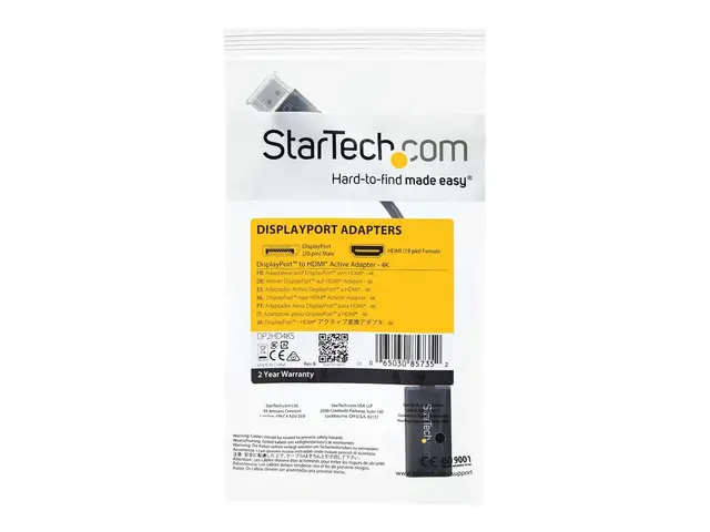 StarTech.com DisplayPort 1.2 to HDMI Adapter - 4K 30Hz Active Audi...
