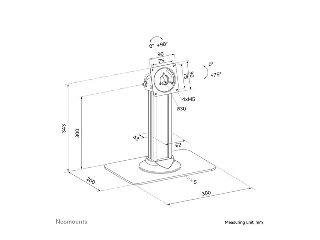 Neomounts DS15-631BL1 - Stativ - for nettbrett - stål - svart - mo...