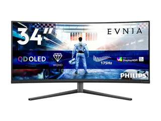Philips Evnia 6000 34M2C6500 - OLED-skjerm gaming - kurvet - 34" - 3440 x 1440 WQHD @ 175 Hz - 1000 cd/m² - 1000000:1 - DisplayHDR 400 True Black - 0.03 ms - 2xHDMI, DisplayPort - mørk skifer