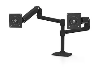 Ergotron LX - Monteringssett (2 armer, 2 utvidelser, 13"-stang, 2 polkrager, sokkel, lavprofil toppmontert C-klemme 18-25 mm) dobbel stablearm - for 2 LCD-skjermer - stål, aluminium - matt svart - skjermstørrelse: inntil 24"