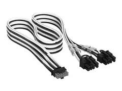 CORSAIR Elite Premium - Strømkabel - 16-stifts PCI-strøm (hann) til 8-pins PCIe-strøm (hann) 65 cm - individually sleeved - svart-hvit