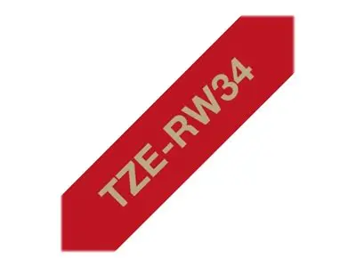 Brother TZe-RW34 - Gull på vinrødt Rull (1,2 cm x 4 m) 1 kassett(e...