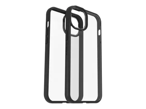 OtterBox React Series - Baksidedeksel for mobiltelefon polykarbonat, termoplastisk elastomer (TPE) - svart krystall - for Apple iPhone 15 Plus