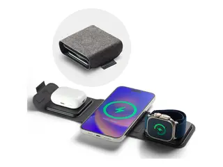 mophie 3-in-1 - Trådløs ladepute - med MagSafe + AC-strømadapter 15 watt - grå - Europa