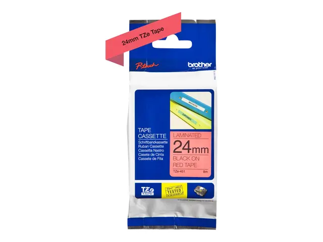 Brother TZe-451 - Selv-adhesiv svart på rødt Rull (2,4 cm x 8 m) 1...