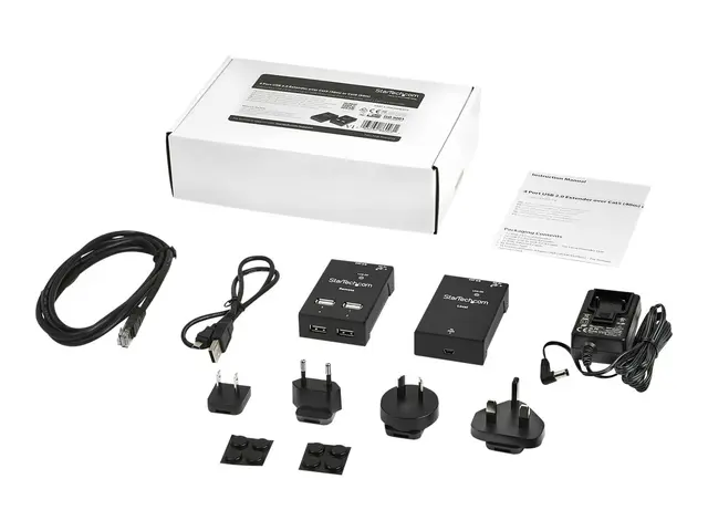 StarTech.com 4-Port USB 2.0 Extender - 165ft (50m) Over Cat5/Cat6 ...
