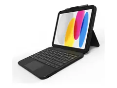 ZAGG Tough Keys - Tastatur og folioveske (boks) med styrepute - USB-C - QWERTY - Nordisk - svart tastatur, svart boks - brun boks - B2B