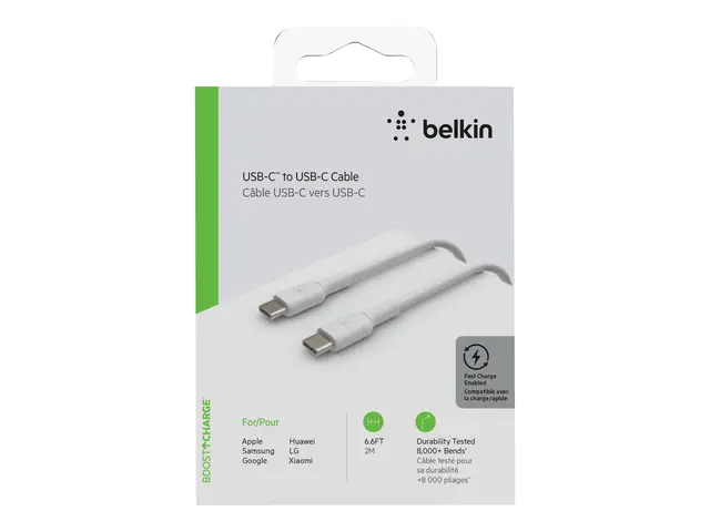 Belkin BoostCharge - USB-kabel 24 pin USB-C (hann) til 2 m hvit