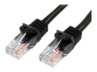Startech 1m Black Cat5e / Cat 5 Snagless Patch Cable Koblingskabel - RJ-45 (hann) til RJ-45 (hann) - 1 m - UTP - CAT 5e - uten hindringer - svart
