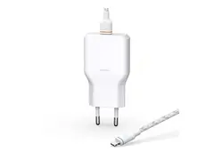 Unisynk Slim Wall Charger G3 - Str&#248;madapter med Lightning-kabel - 36 watt - PD 3.0, USB BC 1.2 (24 pin USB-C) - MFI-sertifisert - hvit