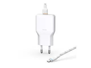 Unisynk Slim Wall Charger G3 - Str&#248;madapter med Lightning-kabel - 36 watt - PD 3.0, USB BC 1.2 (24 pin USB-C) - MFI-sertifisert - hvit