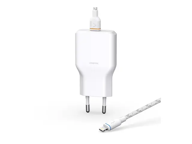 Unisynk Slim Wall Charger G3 - Strømadapter - med Lightning-kabel ...
