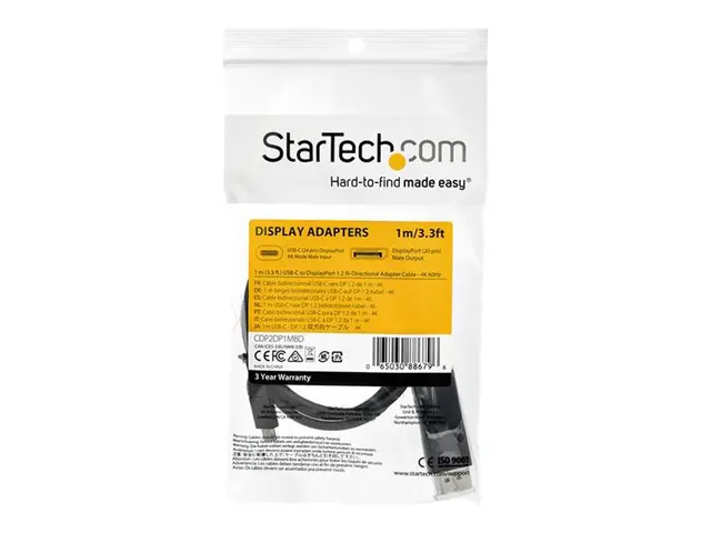 StarTech.com 3ft (1m) USB C to DisplayPort 1.2 Cable 4K 60Hz, Bidi...