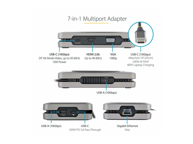 StarTech.com USB-C Multiport Adapter with DP Alt Mode Video Output...