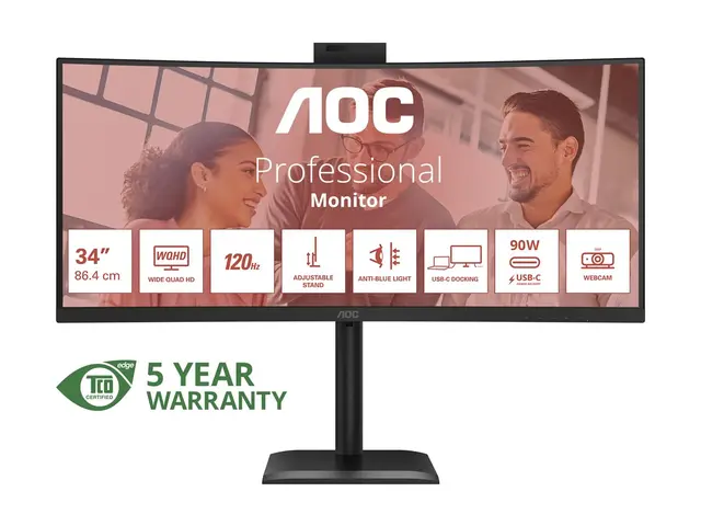 AOC CU34E4CW - LED-skjerm kurvet USB 34" 3440 x 1440 UWQHD VA 350 ...