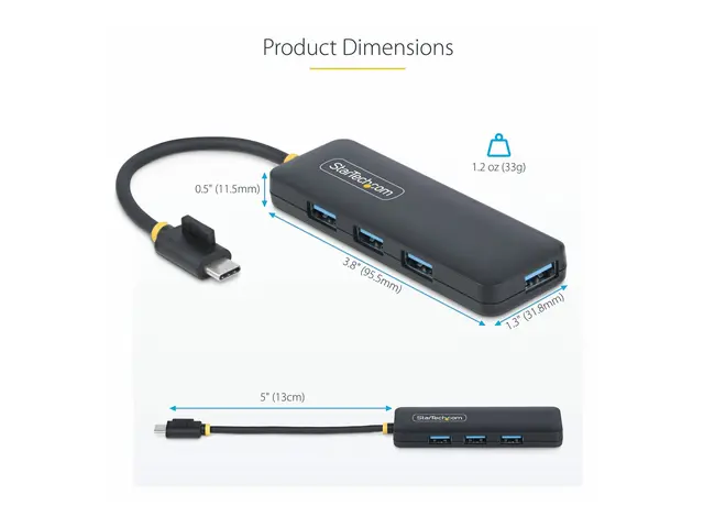 StarTech.com 4-Port USB-C Hub, 5Gbps, to 4x USB-A, Bus Powered - H...