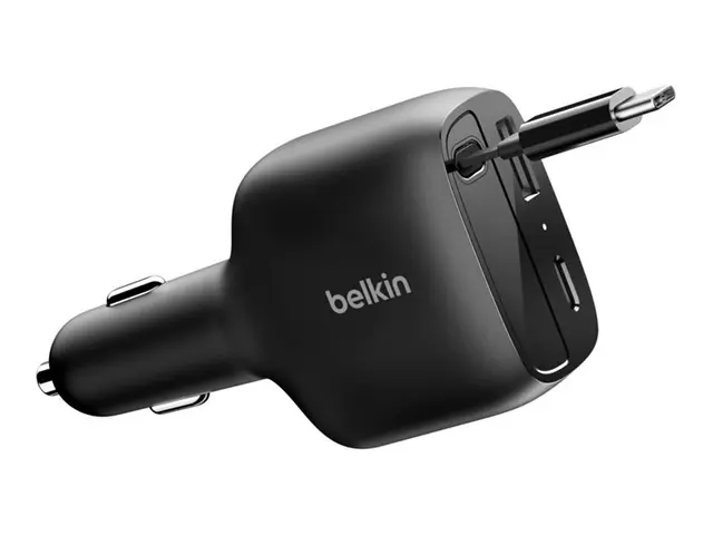 Belkin BoostCharge - Bilstrømadapter - retraktabel - 75 watt - Fas...