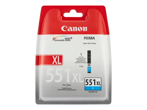 Canon CLI-551C XL - 11 ml - Høy ytelse - cyan original - blekkbeholder - for PIXMA iP8750, iX6850, MG5550, MG5650, MG5655, MG6450, MG6650, MG7150, MG7550, MX725, MX925