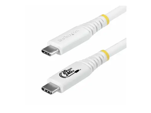 StarTech - USB-kabel - USB-C (hann) til USB-C (hann) USB4 / Thunderbolt 3 / Thunderbolt 4 / DisplayPort 1.4 - 2 m - 4K 120 Hz støtte, robust, utvidet effektområde (EPR), støtte for Power Delivery 3,1, fleksibel - hvit