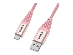 OtterBox Premium - USB-kabel - 24 pin USB-C (hann) til USB (hann) USB 2.0 - 3 A - 1 m - sprudlende rosa
