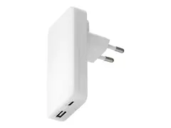 dbramante1928 re-charge Pro - Strømadapter slank - 65 watt - 2 utgangskontakter (24 pin USB-C, USB) - hvit